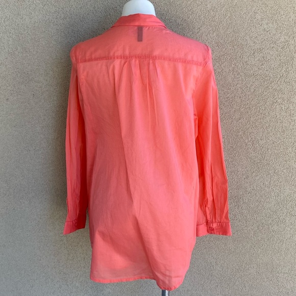 Orange Crush Button Down Boyfriend Shirt Dress - Picture 2 of 6
